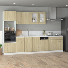 7 Piece Kitchen Cabinet Set Engineered Wood Sonoma oak