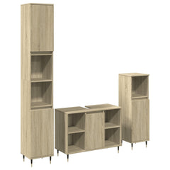 vidaXL 3 Piece Bathroom Furniture Set Sonoma Oak Engineered Wood 2