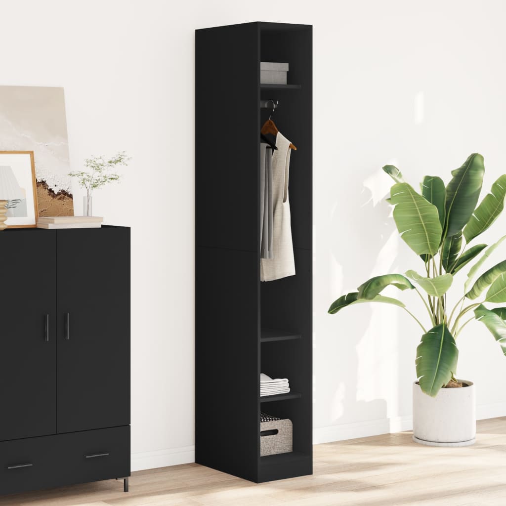 Wardrobe Engineered Wood 30 x 50 x 200 cm 3 Shelves Black