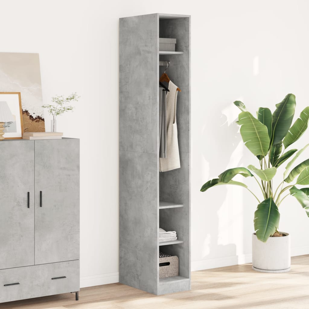 Wardrobe Engineered Wood 30 x 50 x 200 cm 3 Shelves Concrete grey