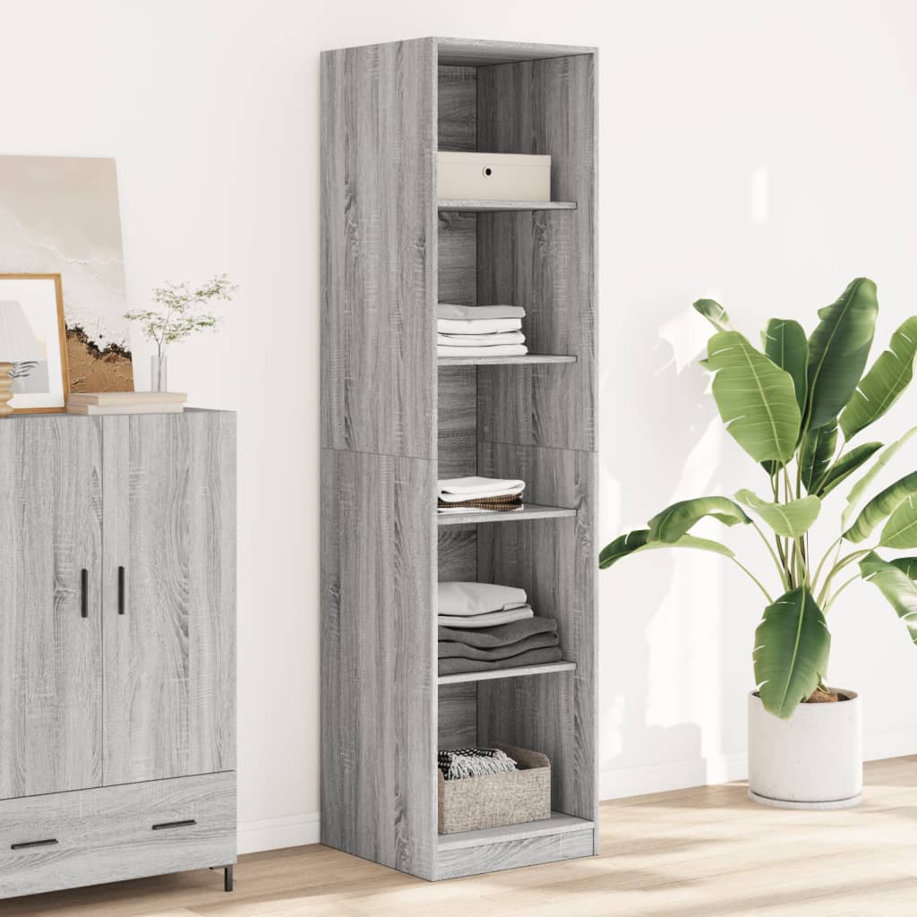 Wardrobe Engineered Wood 50 x 50 x 200 cm 4 Shelves Grey sonoma