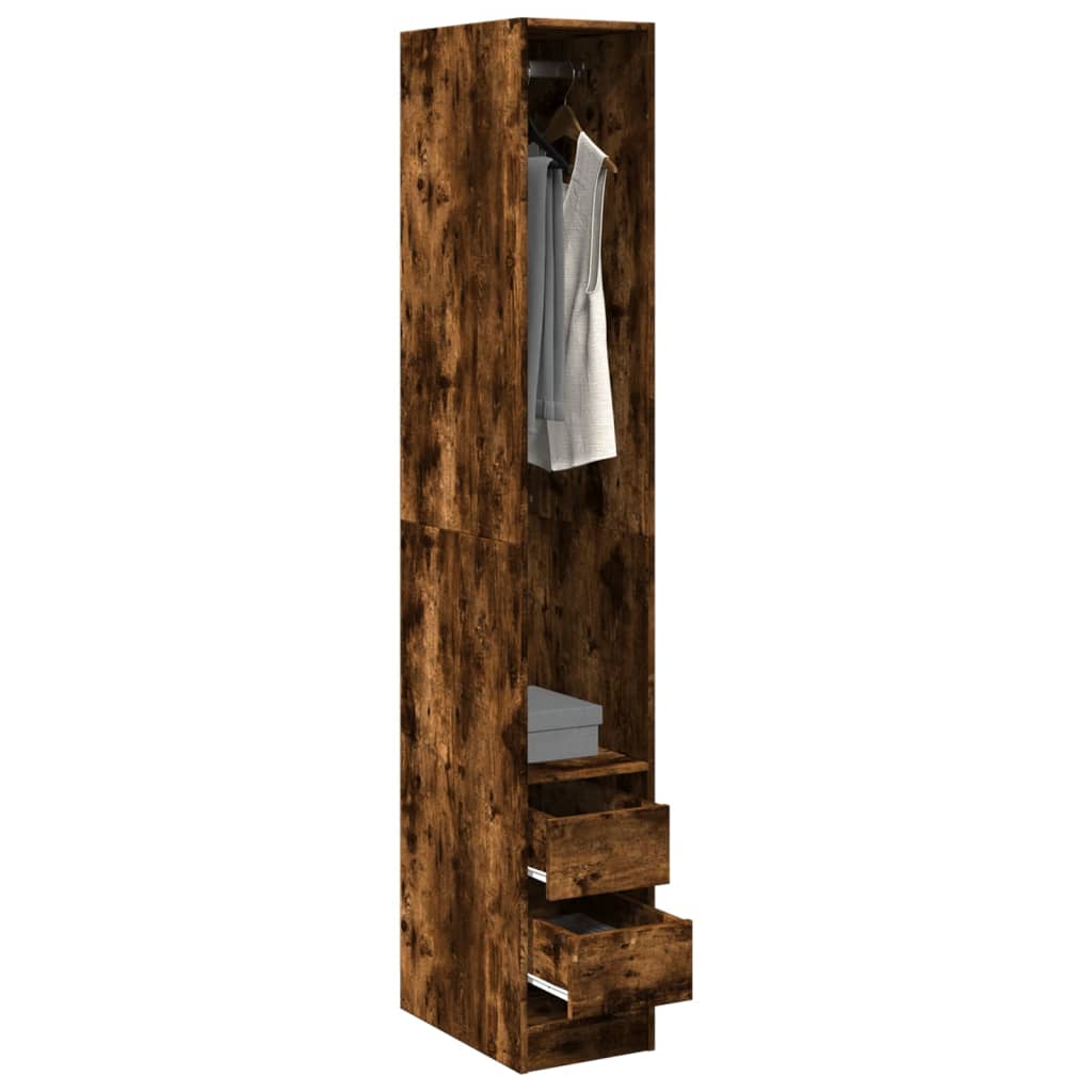Wardrobe Engineered Wood 30 x 50 x 200 cm 2 Drawers Smoked oak