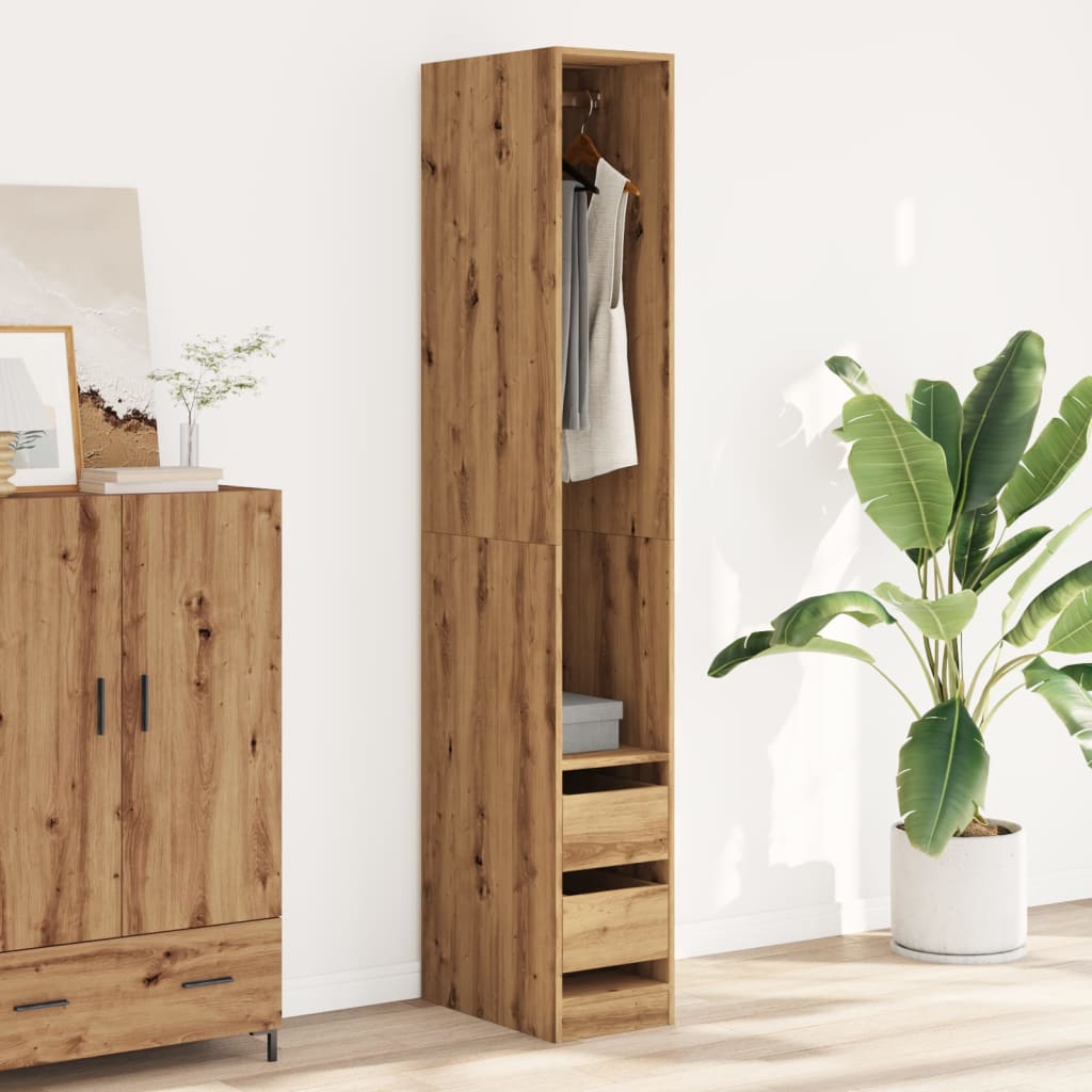 Wardrobe Engineered Wood 30 x 50 x 200 cm 2 Drawers Artisan oak
