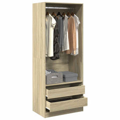 Wardrobe Engineered Wood 80 x 50 x 200 cm 2 Drawers Sonoma oak