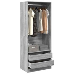 Wardrobe Engineered Wood 80 x 50 x 200 cm 2 Drawers Grey sonoma