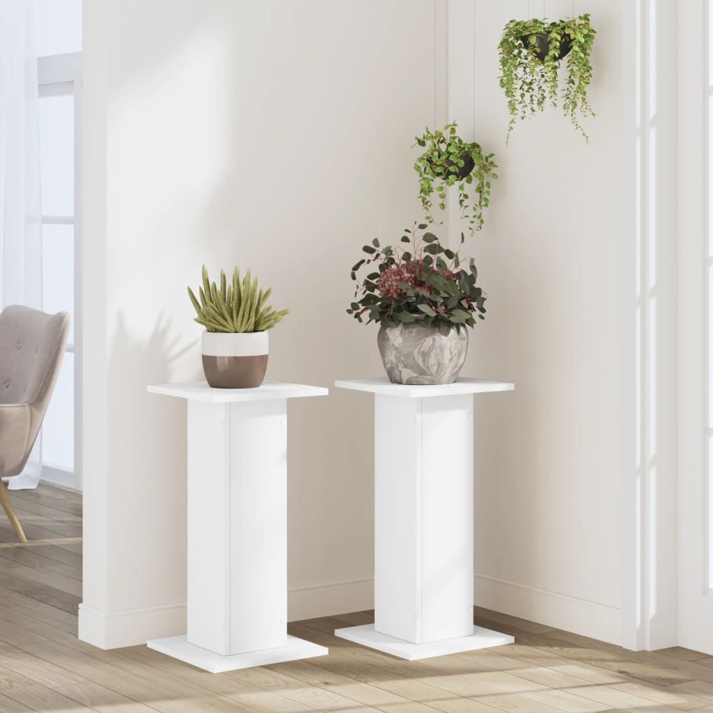 vidaXL Plant Stands 2 pcs White 30x30x60 cm Engineered Wood 3