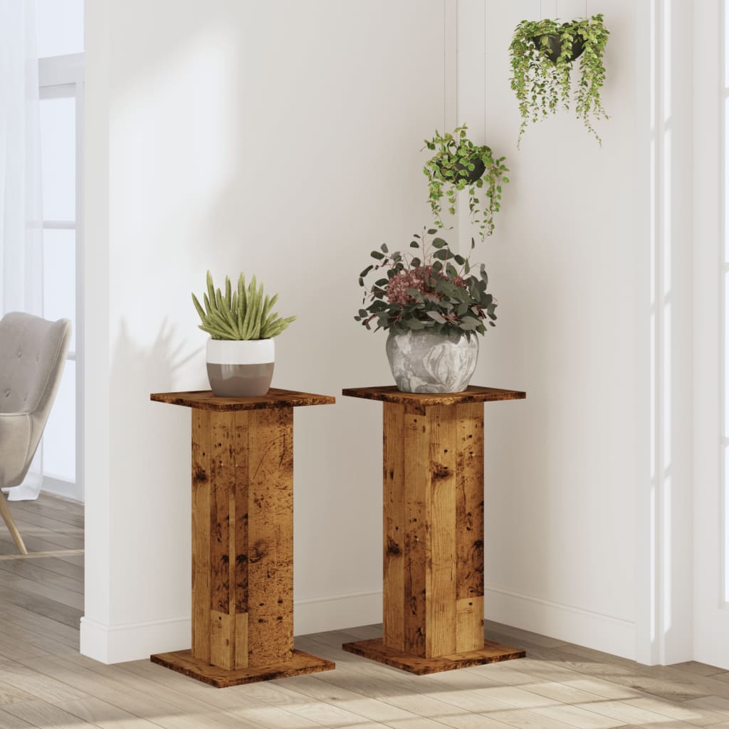 vidaXL Plant Stands 2 pcs Old Wood 30x30x60 cm Engineered Wood 3