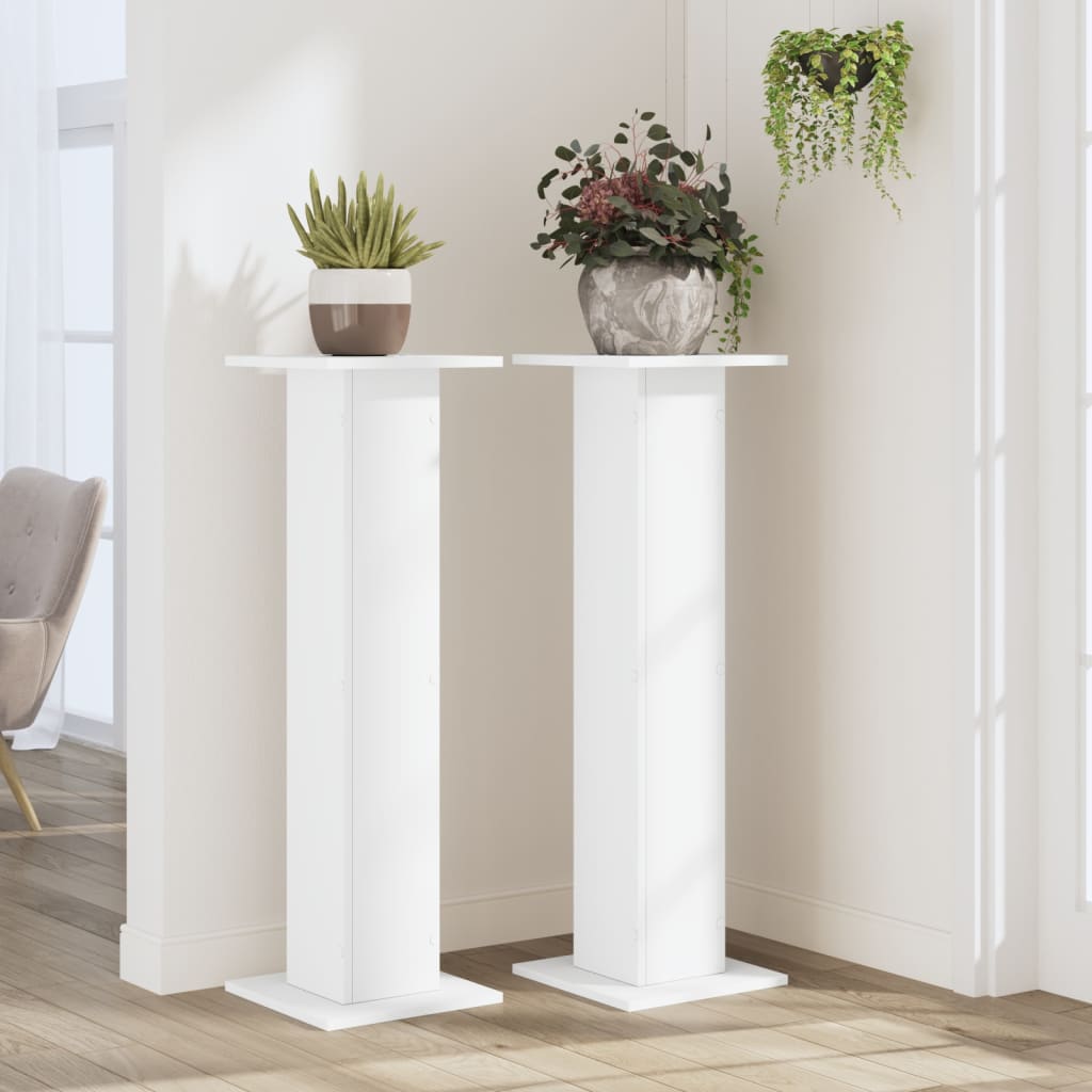 vidaXL Plant Stands 2 pcs White 30x30x95 cm Engineered Wood 3