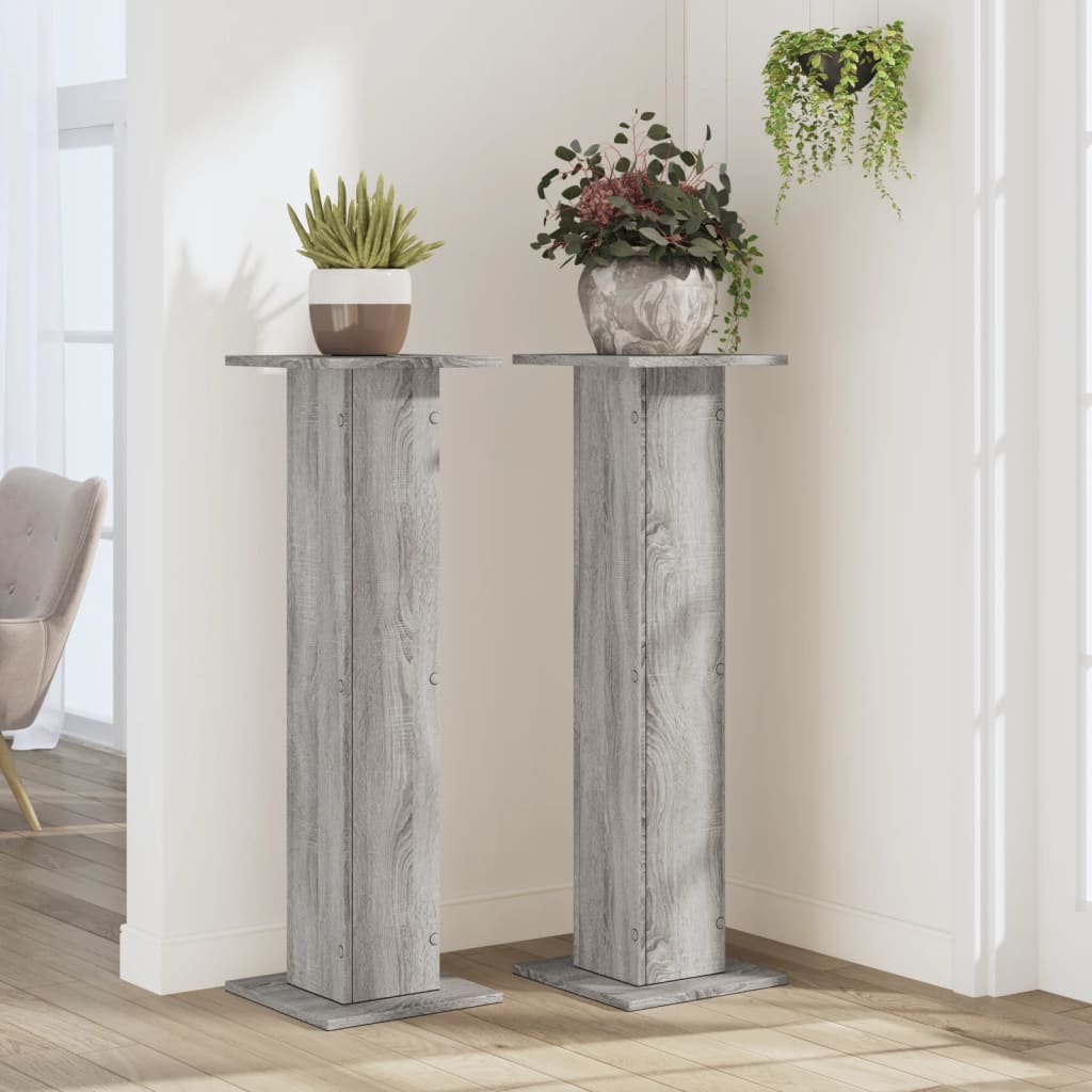 vidaXL Plant Stands 2 pcs Grey Sonoma 30x30x95 cm Engineered Wood 3