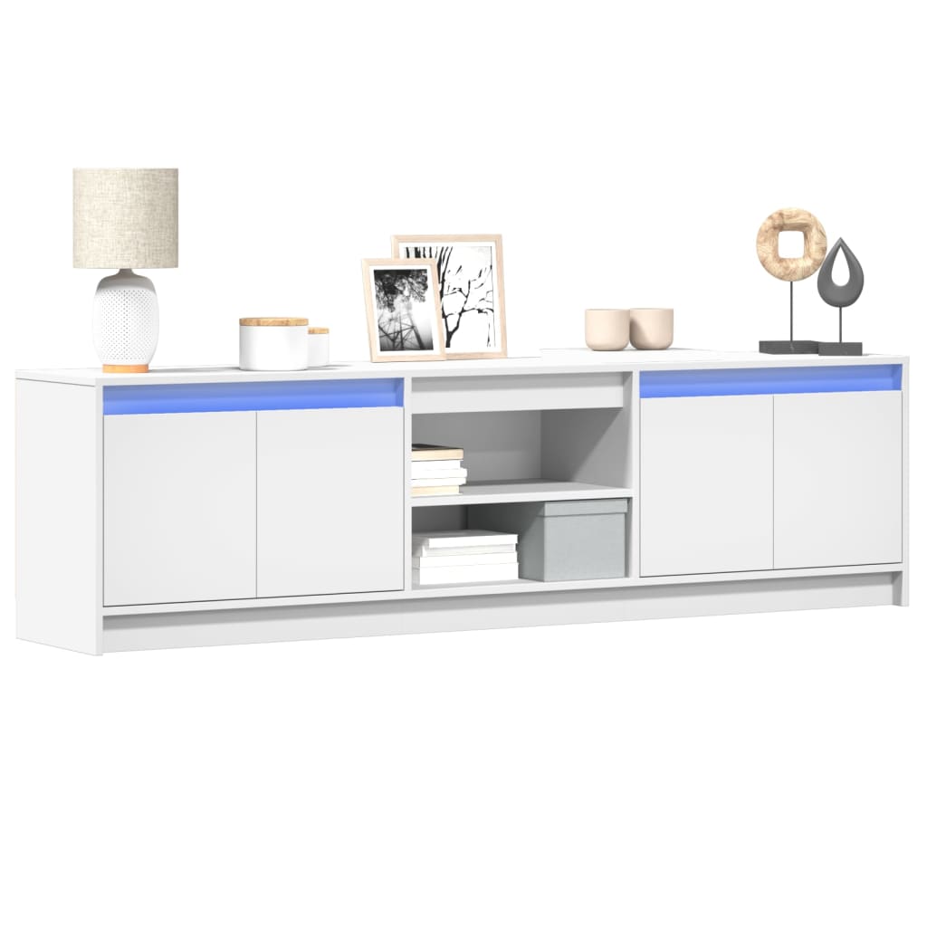 TV Cabinet with LED 180x34x50 cm Engineered Wood White