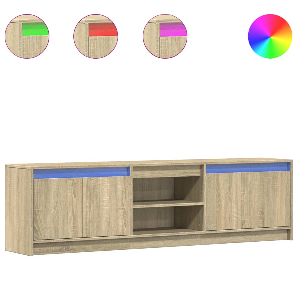 TV Cabinet with LED 180x34x50 cm Engineered Wood Sonoma oak