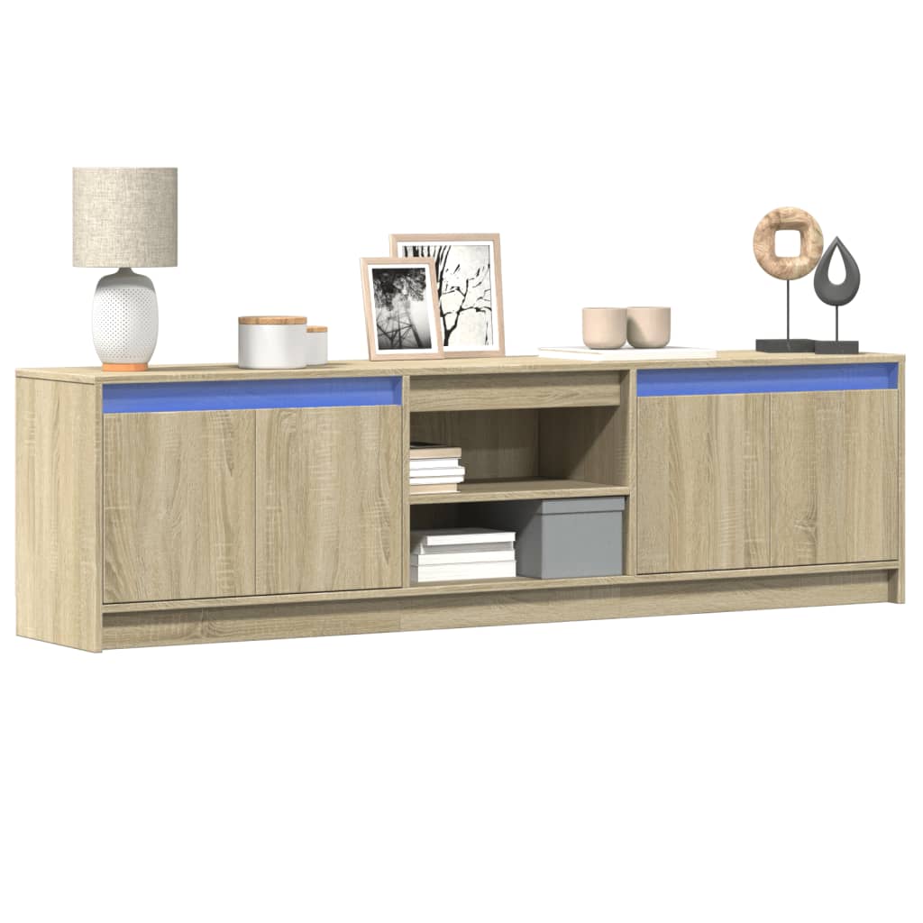 TV Cabinet with LED 180x34x50 cm Engineered Wood Sonoma oak