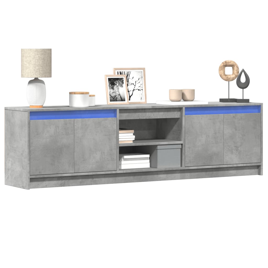 TV Cabinet with LED 180x34x50 cm Engineered Wood Concrete grey