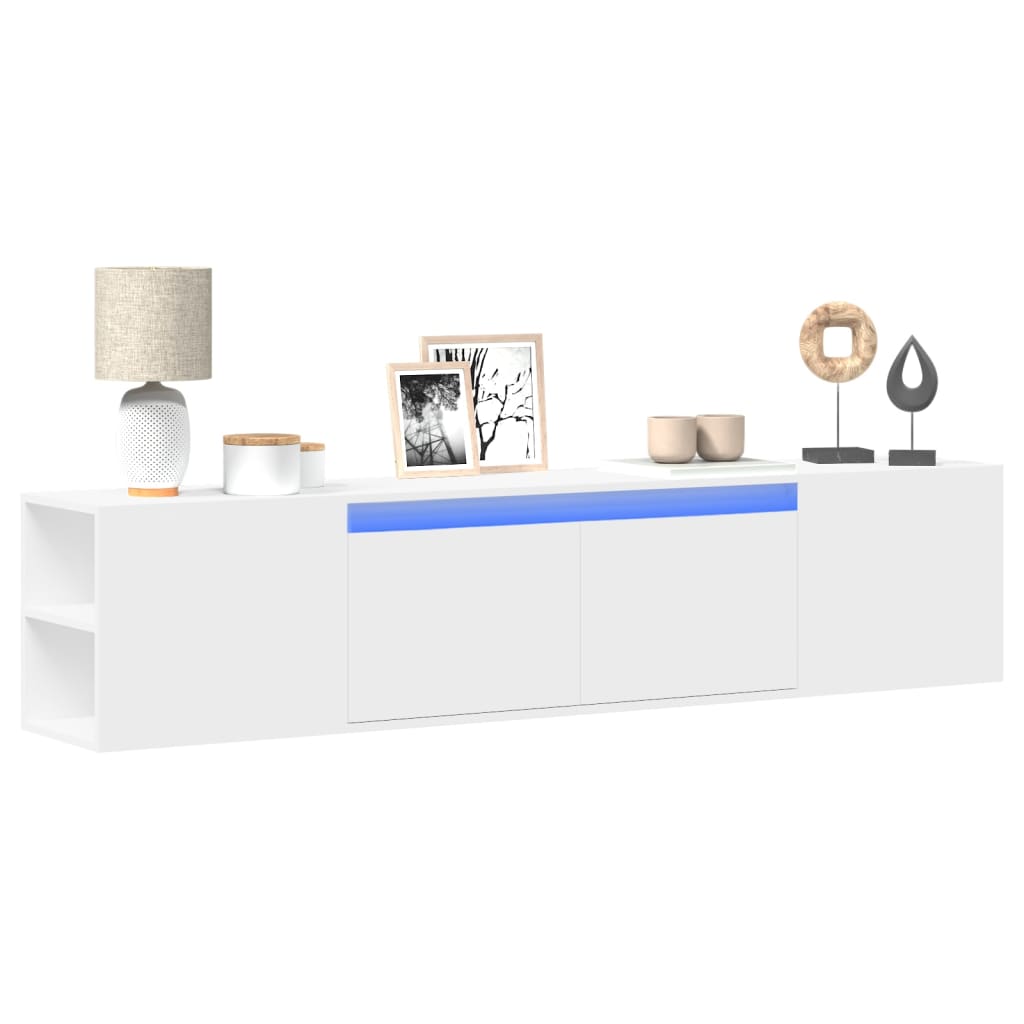TV Wall Cabinet with LED Lights 135x31x39,5 cm White 180 cm