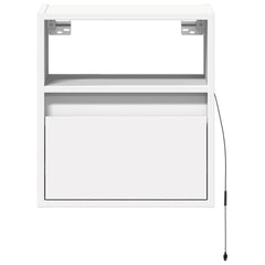 vidaXL Wall-mounted Bedside Cabinets with LED Lights 2 pcs White 6