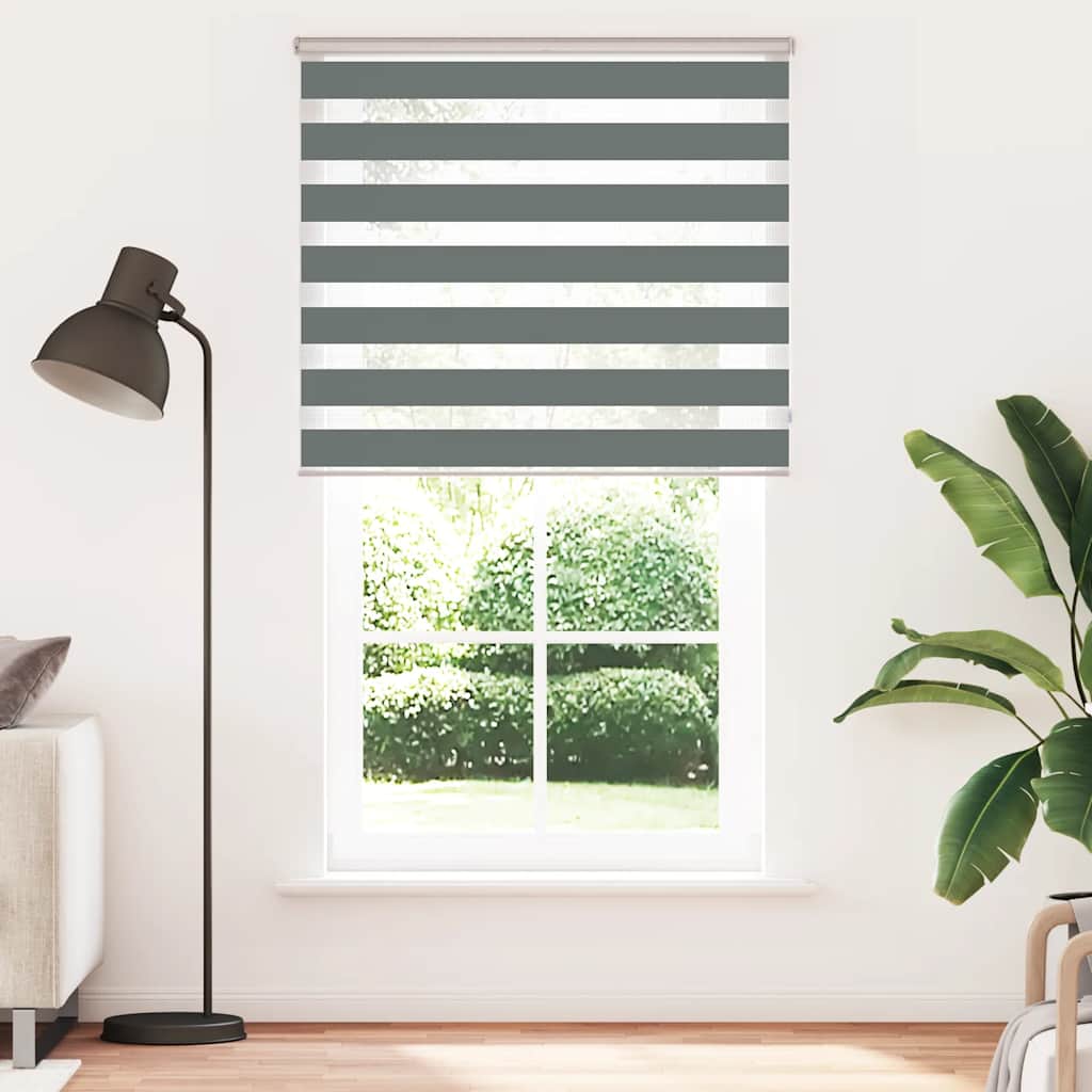 vidaXL Zebra Blind Dark Grey 125x200 cm Fabric Width 120.9 cm Polyester 2