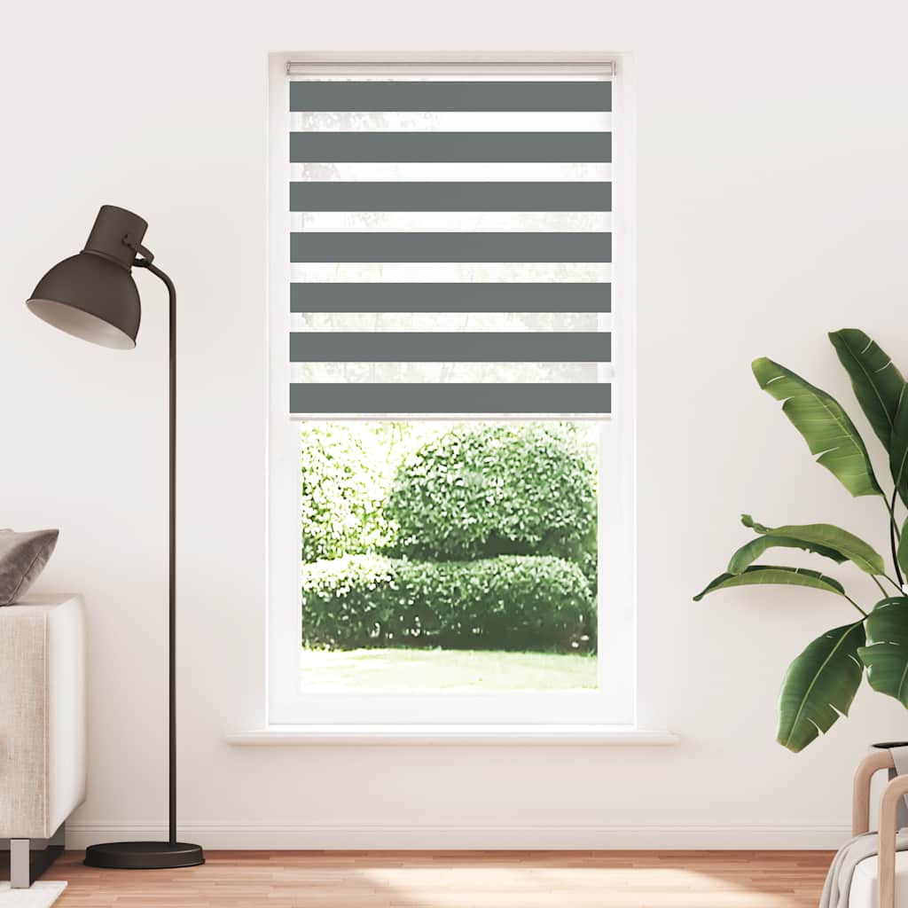 vidaXL Zebra Blind Dark Grey 110x230 cm Fabric Width 105.9 cm Polyester 2