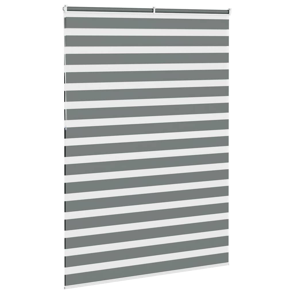 vidaXL Zebra Blind Dark Grey 160x230 cm Fabric Width 155.9 cm Polyester 4