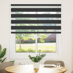vidaXL Zebra Blind Black 125x100 cm Fabric Width 120.9 cm Polyester 2