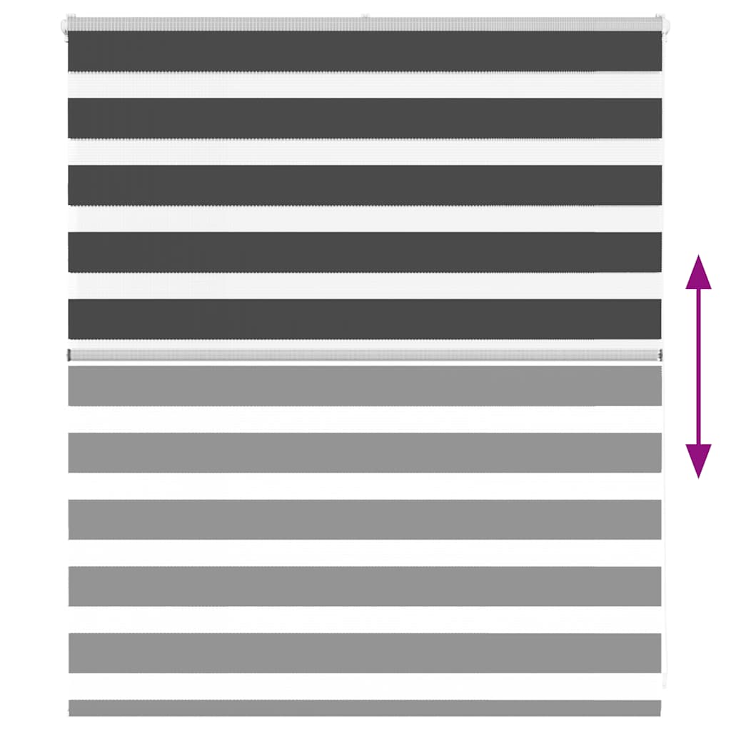 vidaXL Zebra Blind Black 125x100 cm Fabric Width 120.9 cm Polyester 5