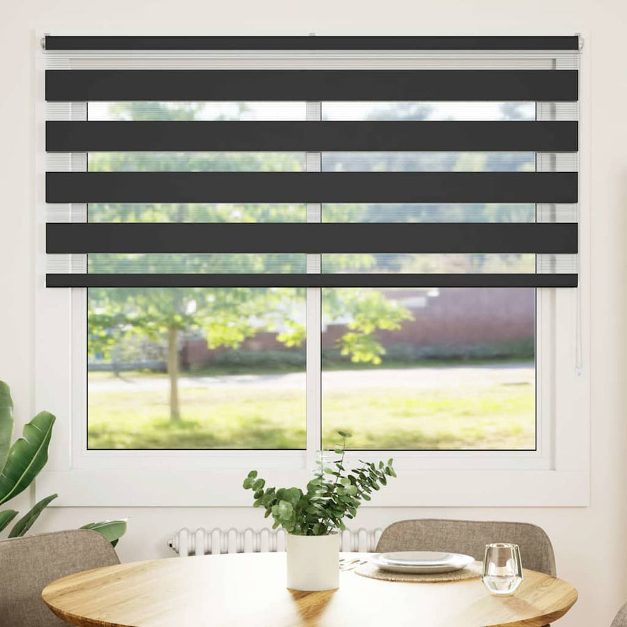 vidaXL Zebra Blind Black 155x100 cm Fabric Width 150,9 cm Polyester 1
