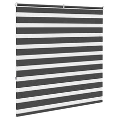vidaXL Zebra Blind Black 150x150 cm Fabric Width 145.9 cm Polyester 4