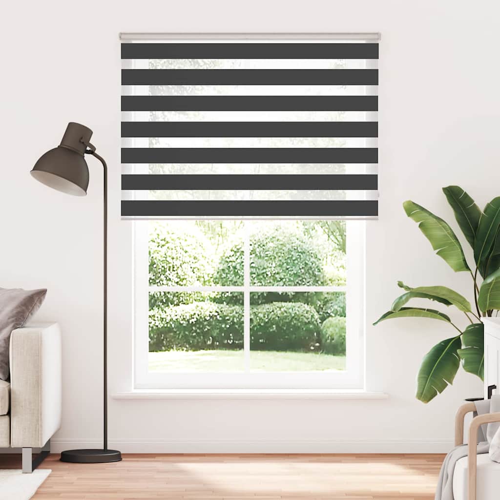 vidaXL Zebra Blind Black 165x200 cm Fabric Width 160.9 cm Polyester 2