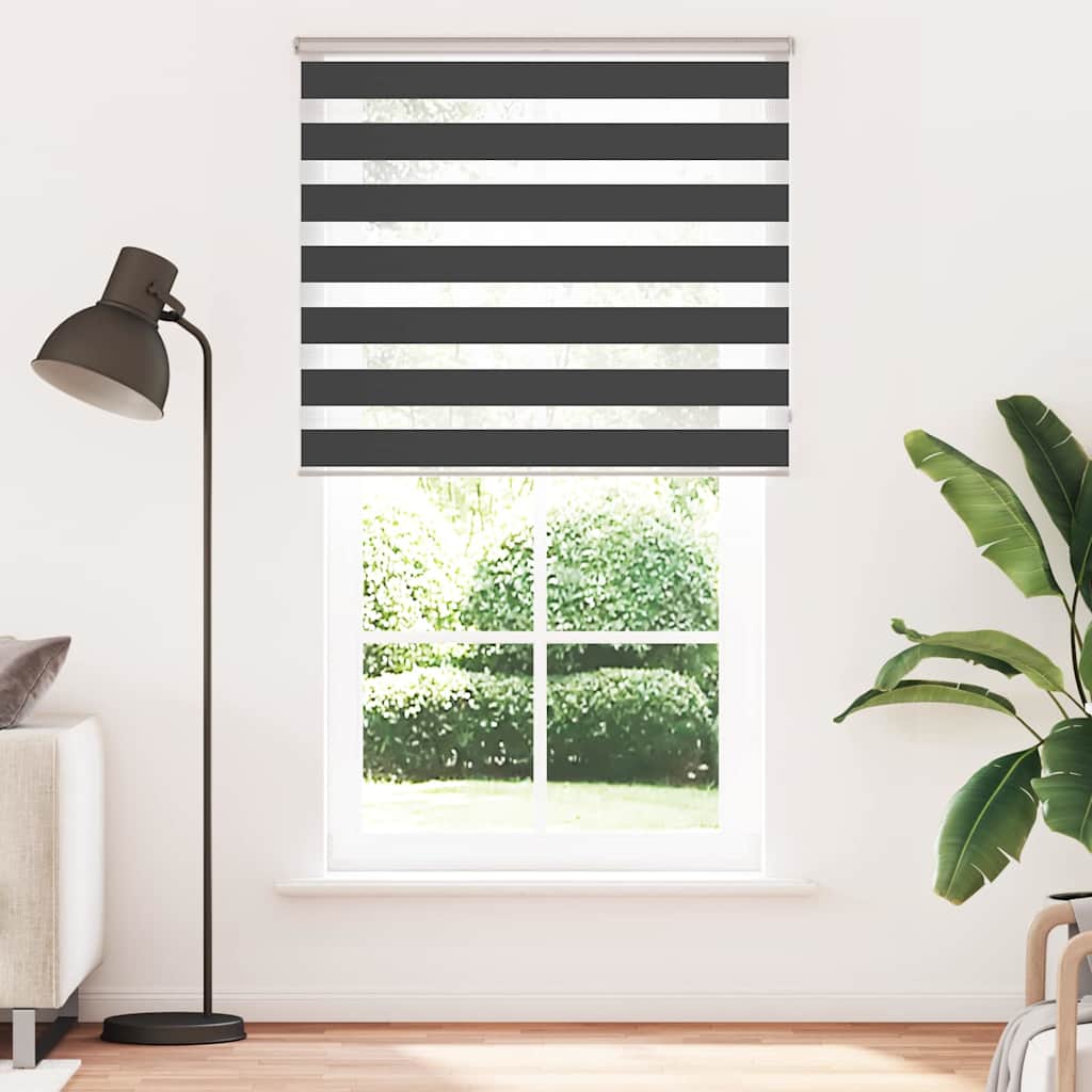 vidaXL Zebra Blind Fabric Width 35.9 cm Polyester Drop 230 cm Black