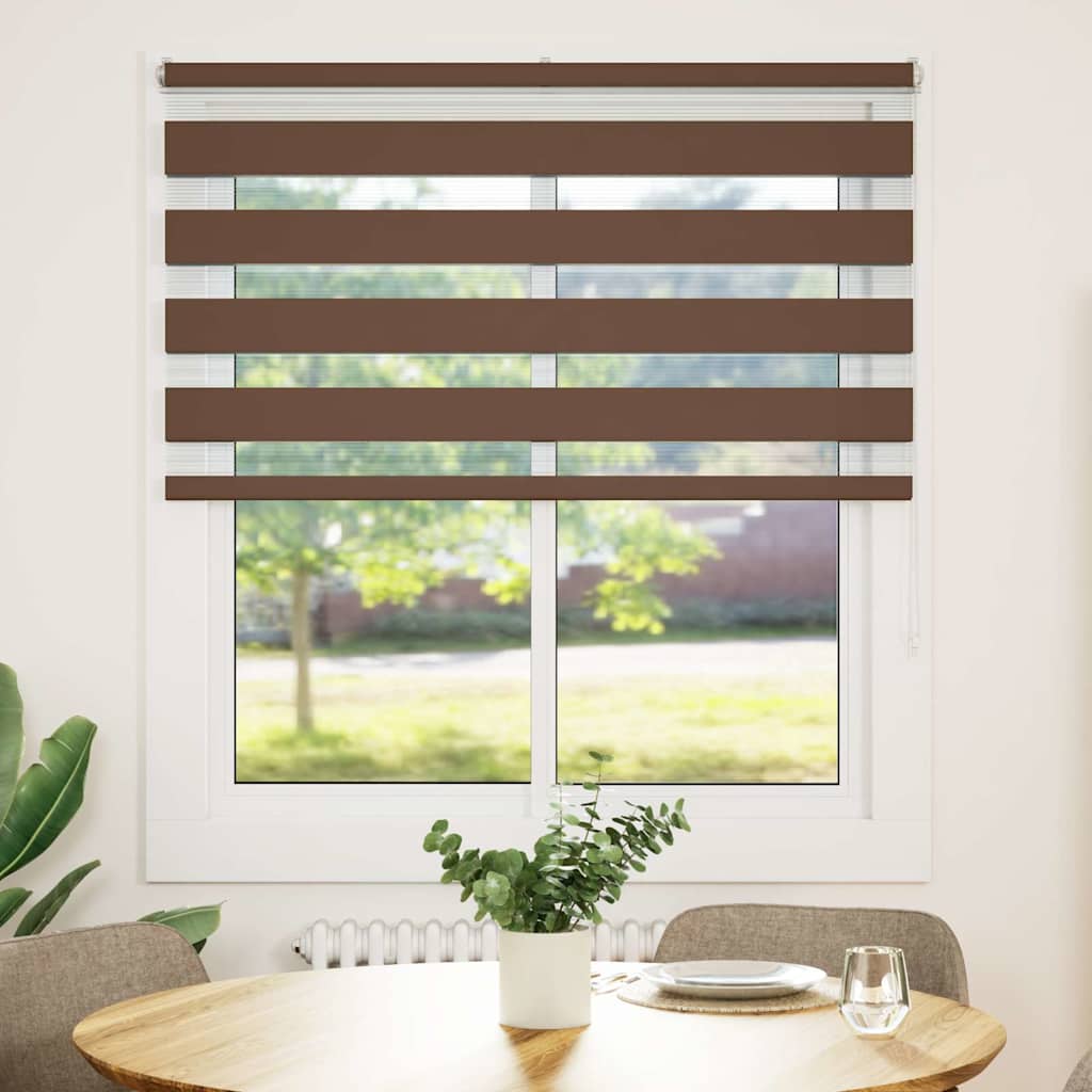 vidaXL Zebra Blind Brown 125x100 cm Fabric Width 120.9 cm Polyester 2
