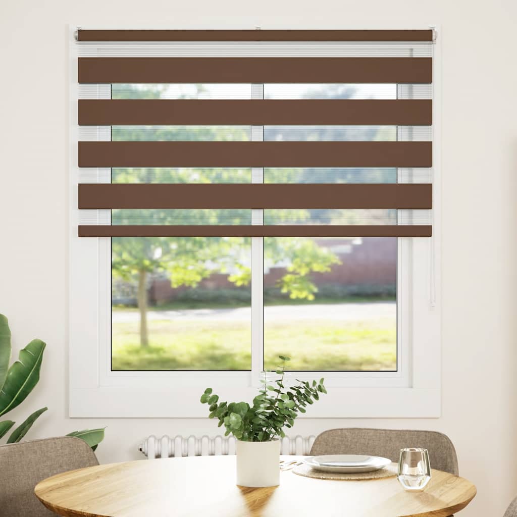 vidaXL Zebra Blind Brown 135x100 cm Fabric Width 130.9 cm Polyester 2