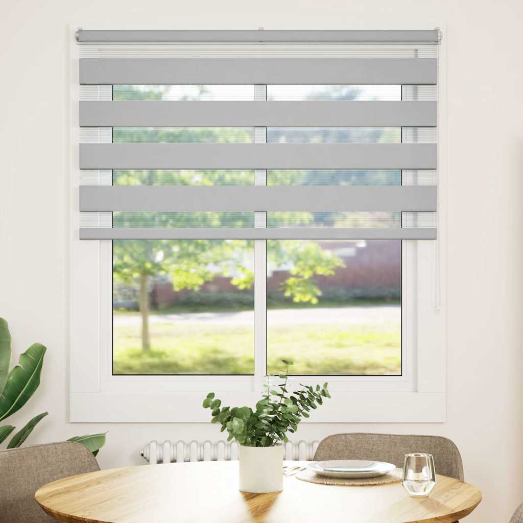vidaXL Zebra Blind Light Grey 120x100 cm Fabric Width 115.9 cm Polyester 2