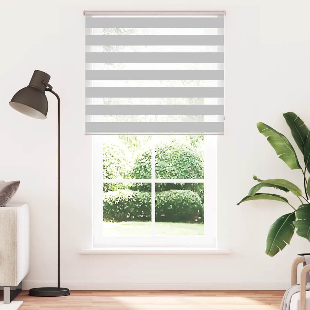 vidaXL Zebra Blind Light Grey 135x200 cm Fabric Width 130.9 cm Polyester 2