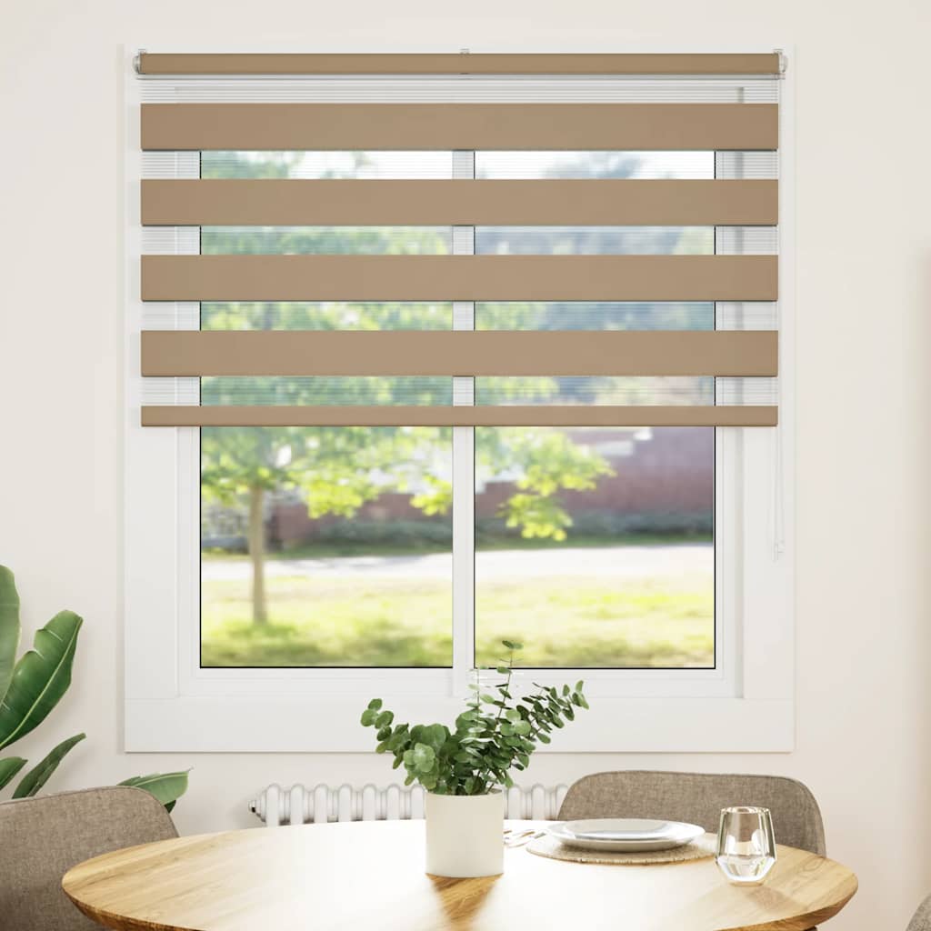 vidaXL Zebra Blind Sand Brown 125x100 cm Fabric Width 120.9 cm Polyester 2