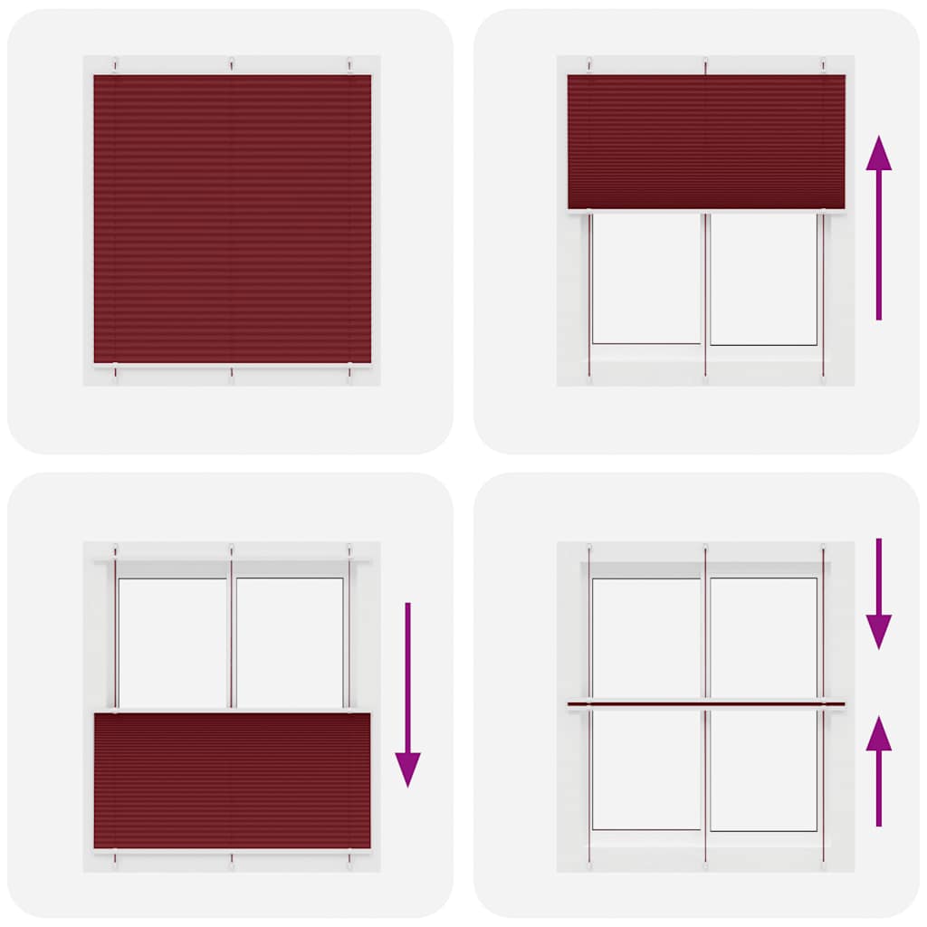 vidaXL Pleated Blind Bordeaux Red 120x100 cm Fabric Width 119.4 cm Polyester 5