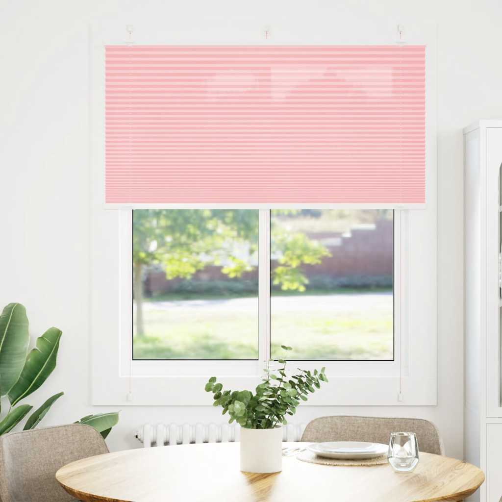vidaXL Pleated Blind Pink 120x150 cm Fabric Width 119.4 cm Polyester 2