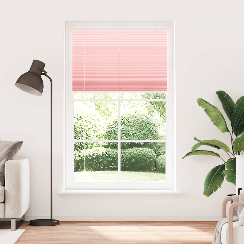vidaXL Pleated Blind Pink 120x200 cm Fabric Width 119.4 cm Polyester 2