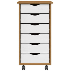 vidaXL Rolling Cabinet with Drawers "MOSS" Honey Brown Solid Wood Pine 3