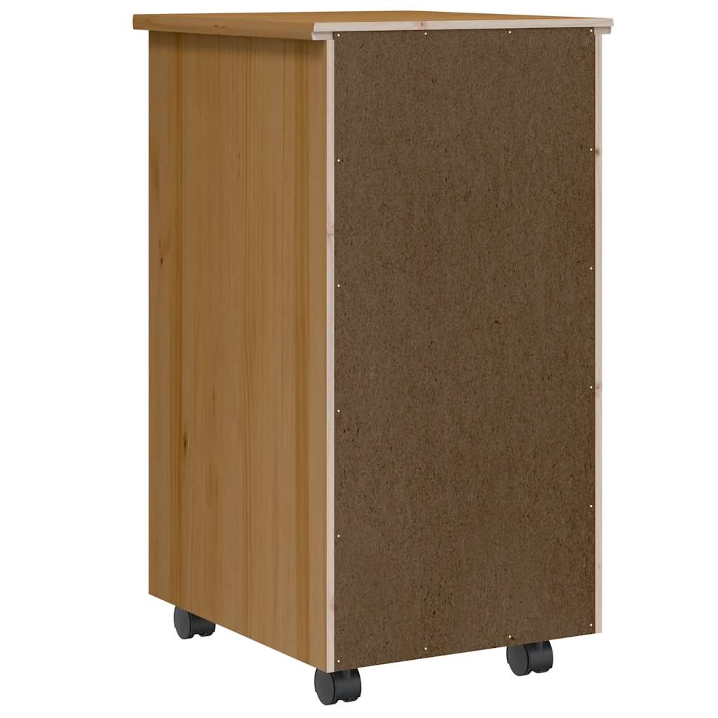 vidaXL Rolling Cabinet with Drawers "MOSS" Honey Brown Solid Wood Pine 5