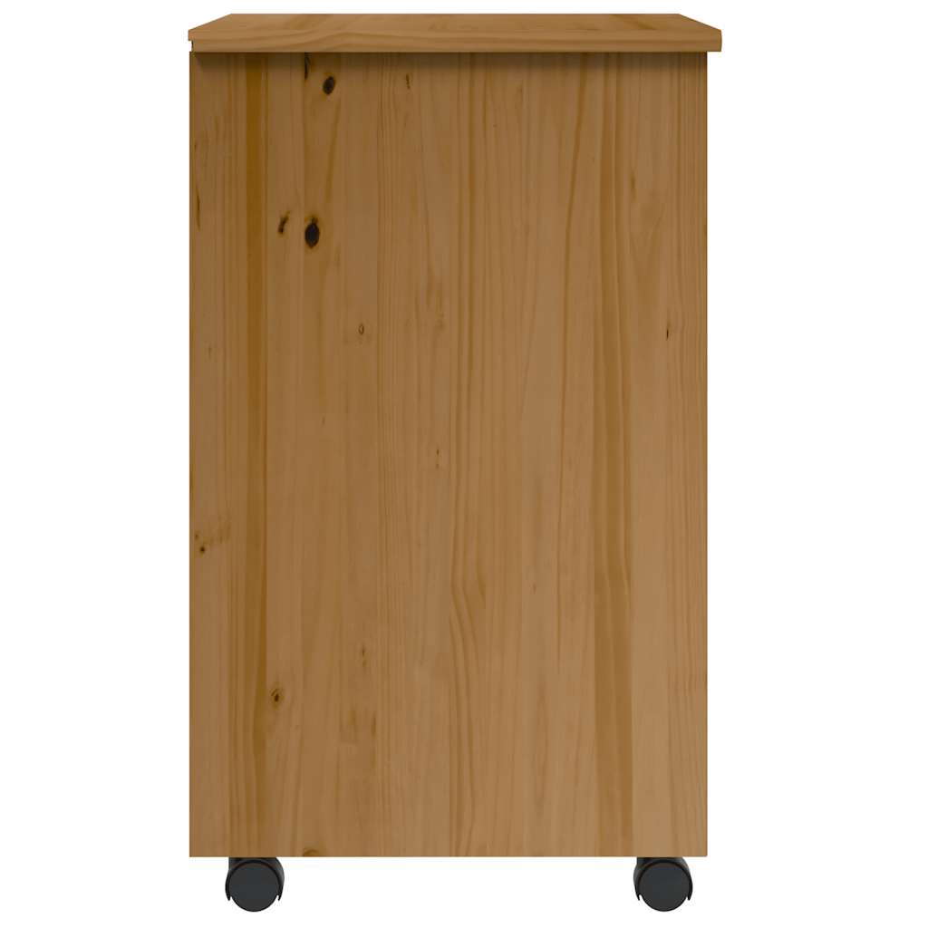 Rolling Cabinet with Drawers "MOSS" Honey Brown Solid Wood Pine, image 4