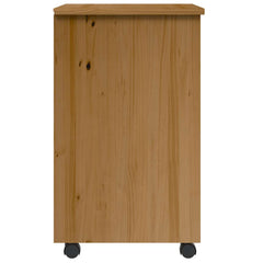 Rolling Cabinet with Drawers "MOSS" Honey Brown Solid Wood Pine, image 4