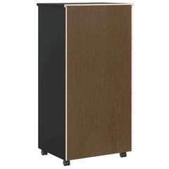 Rolling Cabinet with Drawers "MOSS" Black Solid Wood Pine, image 5