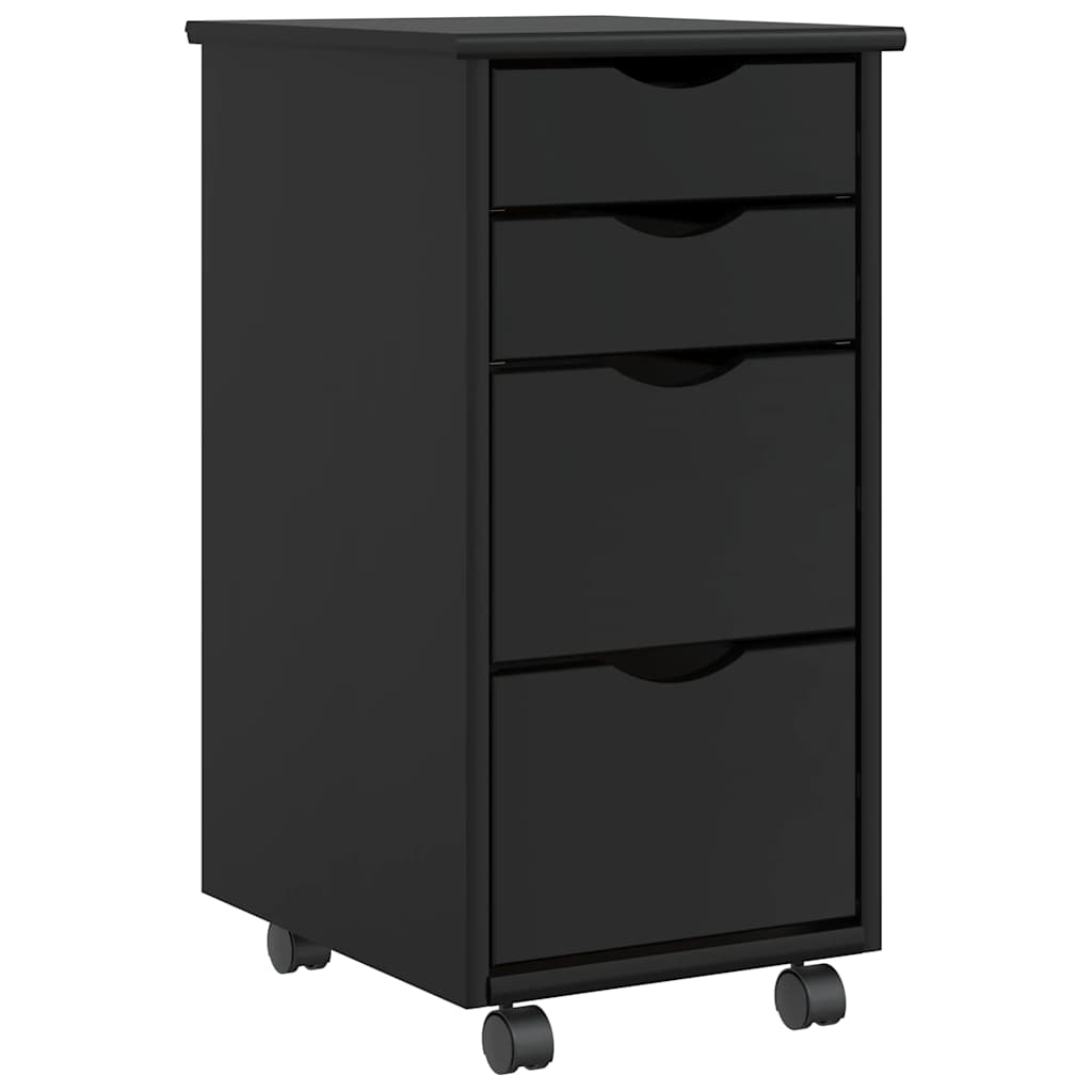 Rolling Cabinet with Drawers "MOSS" Solid Wood Pine