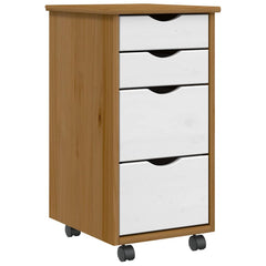 vidaXL Rolling Cabinet with Drawers MOSS Honey Brown Solid Wood Pine 1