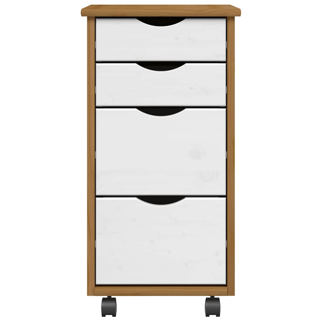 vidaXL Rolling Cabinet with Drawers MOSS Honey Brown Solid Wood Pine 3