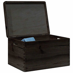 vidaXL Wooden Box with Lid and Handles Black 40x30x23cm Solid Wood Pine 1