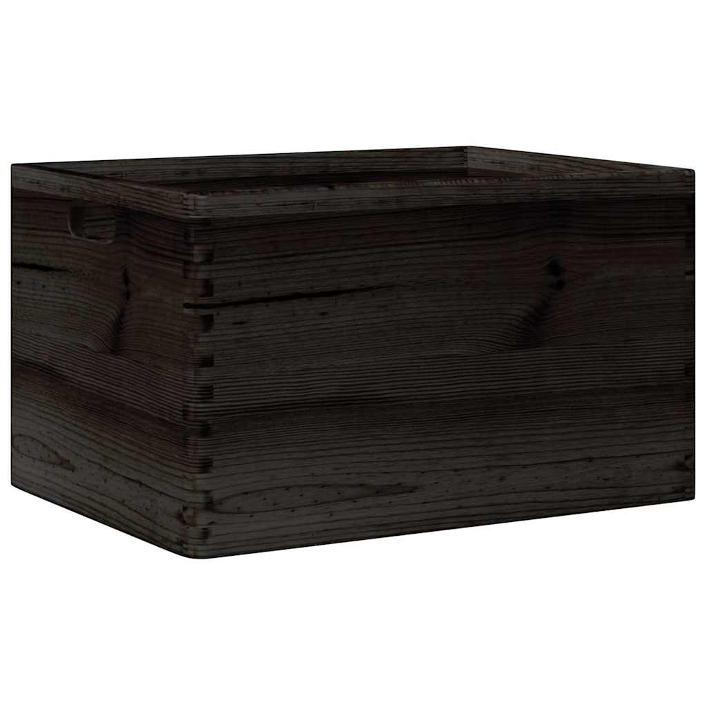 vidaXL Wooden Box with Handles Black 40x30x23 cm Solid Wood Pine 2