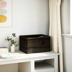 vidaXL Wooden Box with Handles Black 40x30x23 cm Solid Wood Pine 3