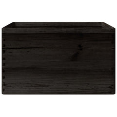 vidaXL Wooden Box with Handles Black 40x30x23 cm Solid Wood Pine 4