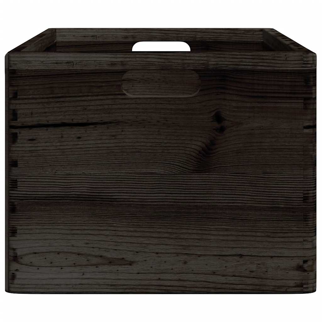 vidaXL Wooden Box with Handles Black 40x30x23 cm Solid Wood Pine 5