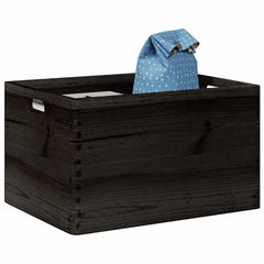 vidaXL Wooden Box with Handles Black 40x30x23 cm Solid Wood Pine 1